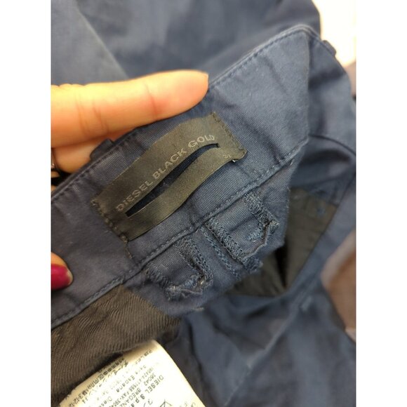 DIESLE Women's Black Gold Crop Navy Blue Skinny Buckle Sides Adjust Size 36 - Picture 2 of 9